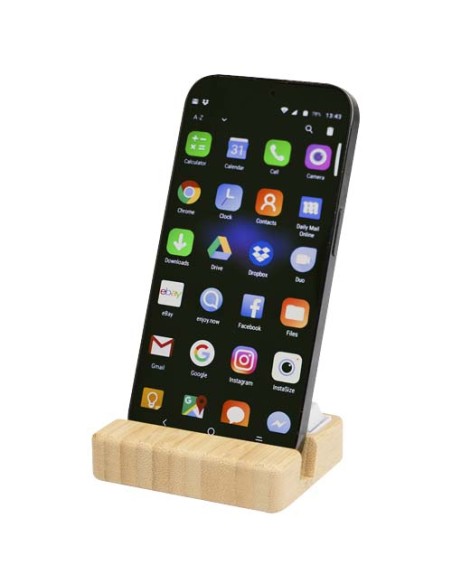 Soporte para teléfono de plástico reciclado con juguete y detalles de
