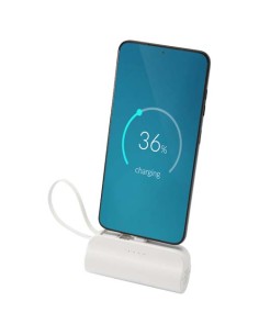 Batería externa tipo-C de plástico reciclado de 5000 mAh y 10 W con so