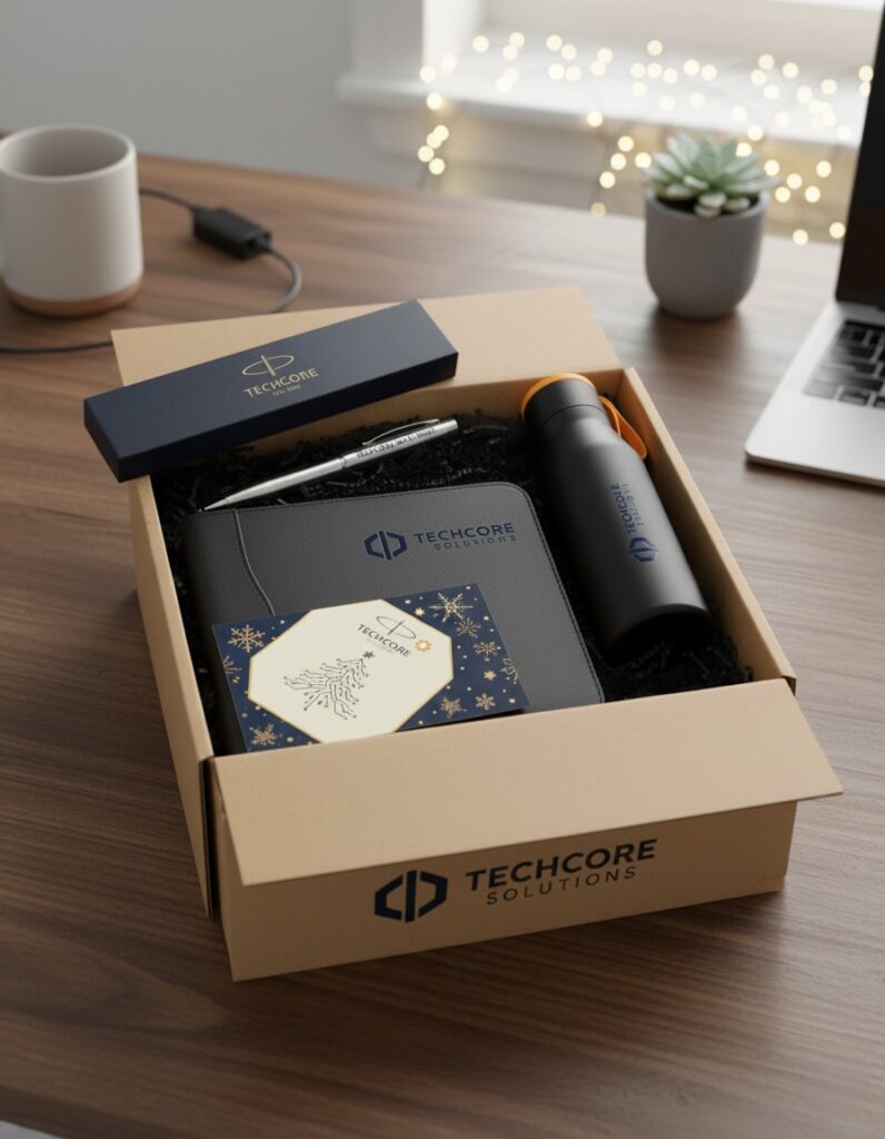 Welcome pack navideño con tarjeta personalizada